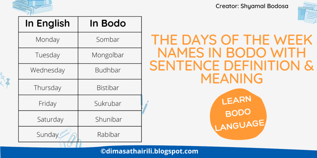 Week days name in Bodo